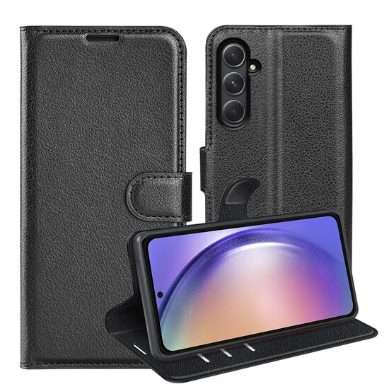 Samsung Galaxy A55 Hoesje - MobyDefend Kunstleren Wallet Book Case (Sluiting Voorkant) - Zwart