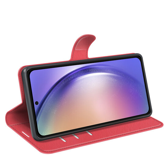 Samsung Galaxy A55 Hoesje - MobyDefend Kunstleren Wallet Book Case (Sluiting Voorkant) - Rood