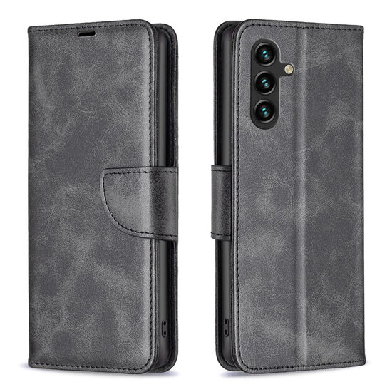 Samsung Galaxy A55 Hoesje - MobyDefend Wallet Book Case Met Koord - Zwart