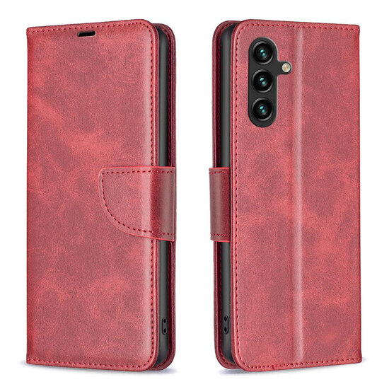 Samsung Galaxy A55 Hoesje - MobyDefend Wallet Book Case Met Koord - Rood