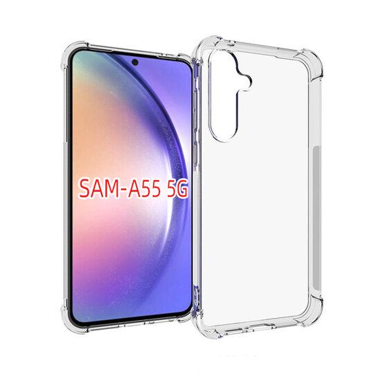 Samsung Galaxy A55 Hoesje - MobyDefend Transparante Shockproof TPU Backcover - Verstevigde Hoeken - Volledig Doorzichtig