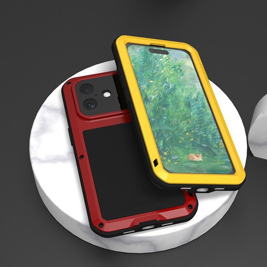 iPhone 16 Hoes - Love Mei Metalen Case - Extreme Protection - Zwart