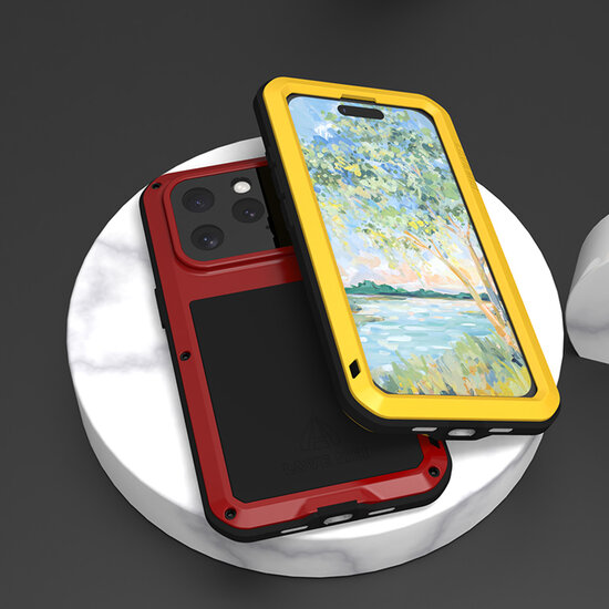 iPhone 16 Pro Hoes - Love Mei Metalen Case - Extreme Protection - Zwart