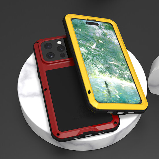 iPhone 16 Pro Max Hoes - Love Mei Metalen Case - Extreme Protection - Zwart