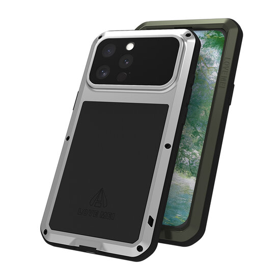 iPhone 16 Pro Max Hoes - Love Mei Metalen Case - Extreme Protection - Zwart