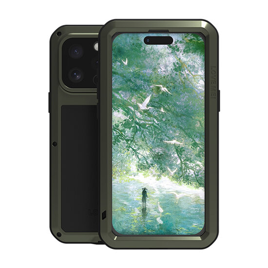 iPhone 16 Pro Max Hoes - Love Mei Metalen Case - Extreme Protection - Groen