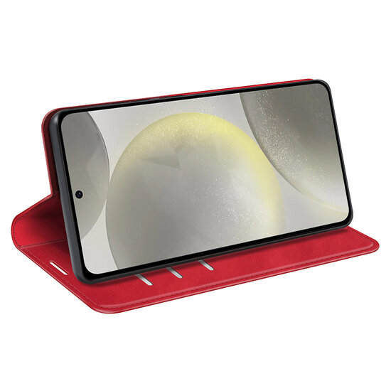 Samsung Galaxy S24 FE Hoesje - MobyDefend Luxe Wallet Bookcase (Magnetische Sluiting) - Rood