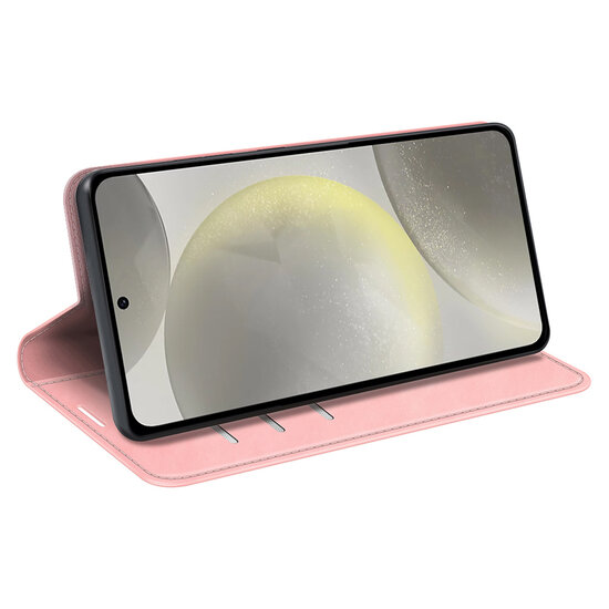 Samsung Galaxy S24 FE Hoesje - MobyDefend Luxe Wallet Bookcase (Magnetische Sluiting) - Roze