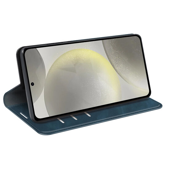 Samsung Galaxy S24 FE Hoesje - MobyDefend Luxe Wallet Bookcase (Magnetische Sluiting) - Blauw