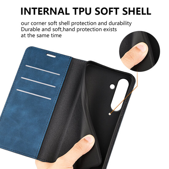 Samsung Galaxy S24 FE Hoesje - MobyDefend Luxe Wallet Bookcase (Magnetische Sluiting) - Zwart
