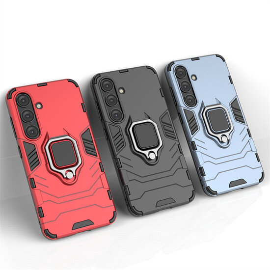 Samsung Galaxy S24 Hoesje - MobyDefend Dubbelgelaagde Pantsercase Met Standaard - Zwart