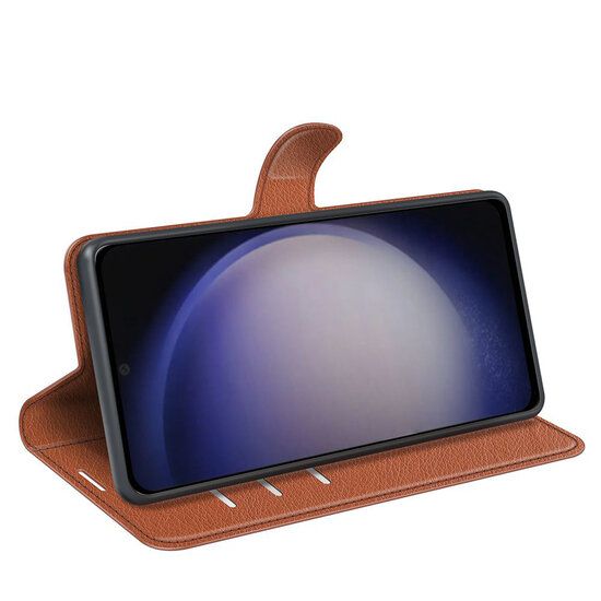 Samsung Galaxy S24 Hoesje - MobyDefend Kunstleren Wallet Book Case (Sluiting Voorkant) - Bruin