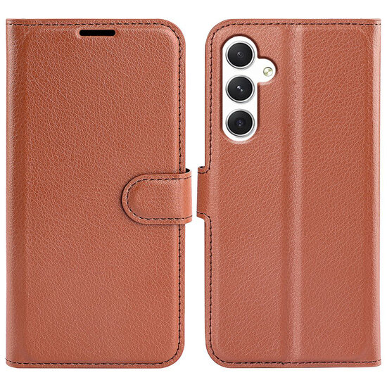 Samsung Galaxy S24 Hoesje - MobyDefend Kunstleren Wallet Book Case (Sluiting Voorkant) - Bruin