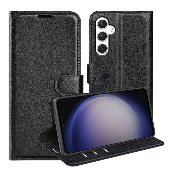 Samsung Galaxy S24 Hoesje - MobyDefend Kunstleren Wallet Book Case (Sluiting Voorkant) - Zwart