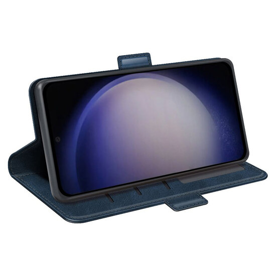 Samsung Galaxy S24 Hoesje - MobyDefend Luxe Wallet Book Case (Sluiting Zijkant) - Blauw
