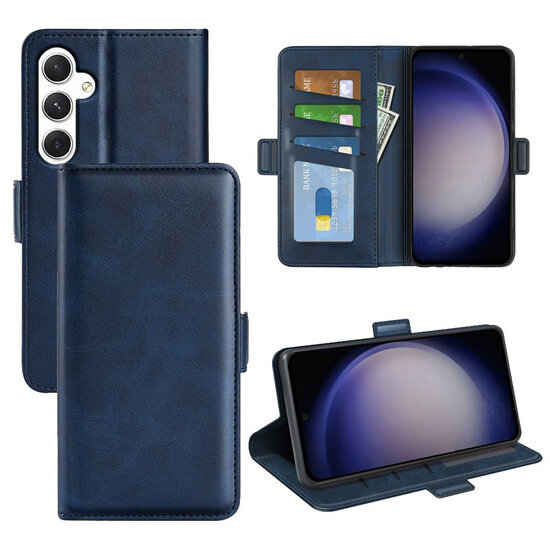 Samsung Galaxy S24 Hoesje - MobyDefend Luxe Wallet Book Case (Sluiting Zijkant) - Blauw