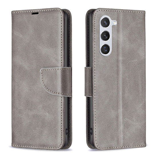 Samsung Galaxy S24 Hoesje - MobyDefend Wallet Book Case Met Koord - Grijs