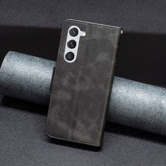 Samsung Galaxy S24 Hoesje - MobyDefend Wallet Book Case Met Koord - Zwart