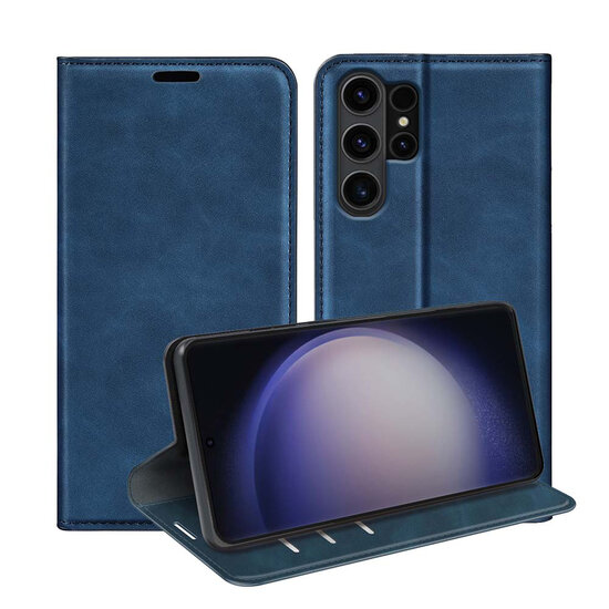 Samsung Galaxy S24 Ultra Hoesje - Luxe Wallet Bookcase (Magnetische Sluiting) - Blauw