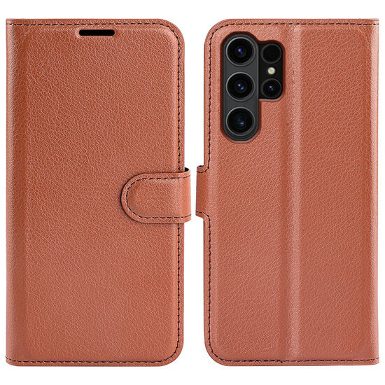 Samsung Galaxy S24 Ultra Hoesje - MobyDefend Kunstleren Wallet Book Case (Sluiting Voorkant) - Bruin
