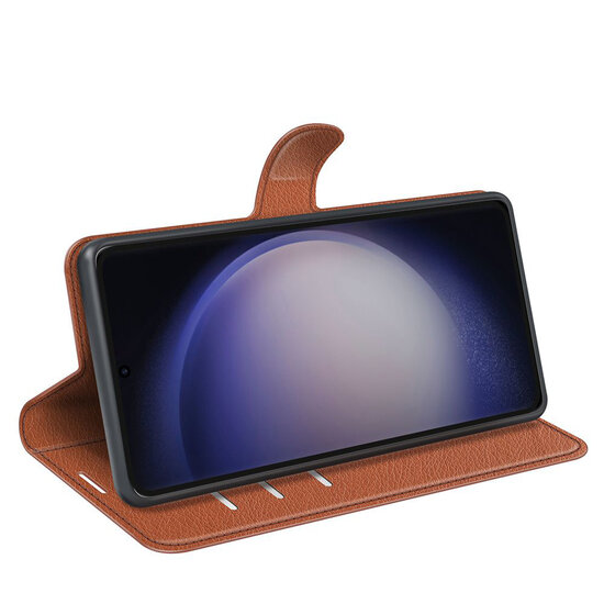 Samsung Galaxy S24 Ultra Hoesje - MobyDefend Kunstleren Wallet Book Case (Sluiting Voorkant) - Bruin
