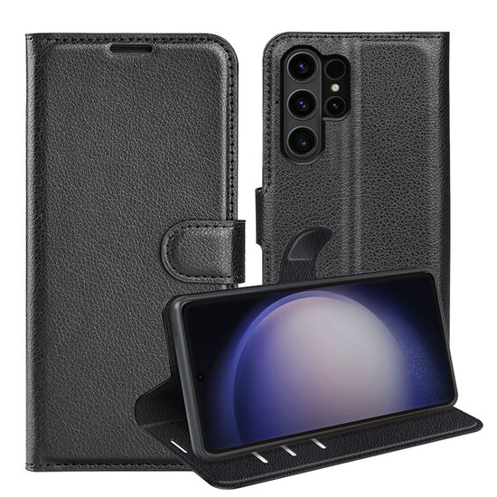 Samsung Galaxy S24 Ultra Hoesje - MobyDefend Kunstleren Wallet Book Case (Sluiting Voorkant) - Zwart