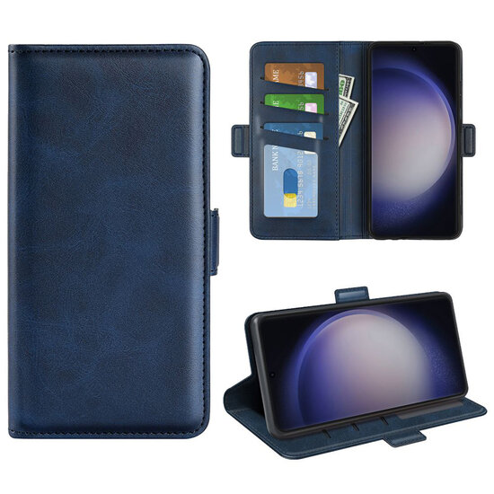 Samsung Galaxy S24 Ultra Hoesje - MobyDefend Luxe Wallet Book Case (Sluiting Zijkant) - Blauw