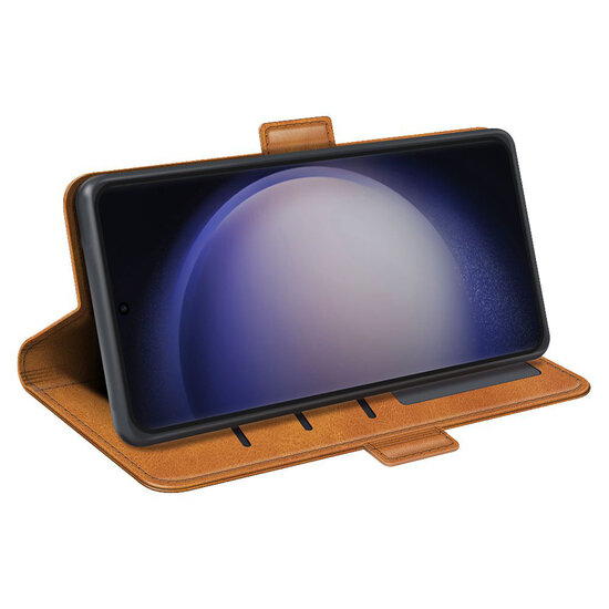 Samsung Galaxy S24 Ultra Hoesje - MobyDefend Luxe Wallet Book Case (Sluiting Zijkant) - Lichtbruin