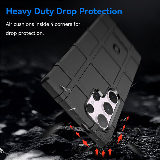 Samsung Galaxy S24 Ultra Hoesje - Mobydefend Rugged Shield TPU Backcover - Zwart