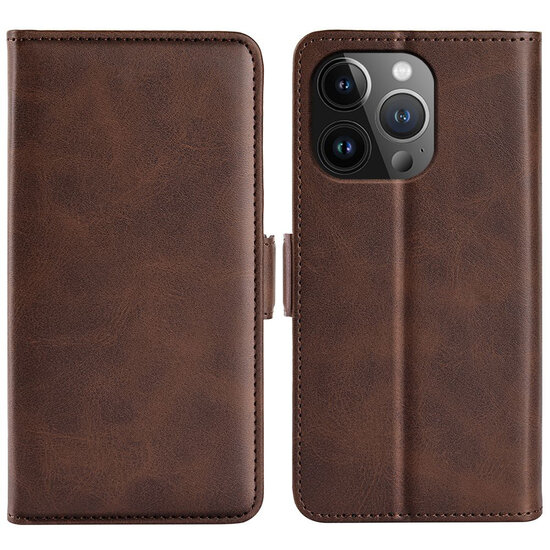 iPhone 15 Pro Max Hoesje - MobyDefend Luxe Wallet Book Case (Sluiting Zijkant) - Bruin