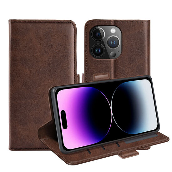 iPhone 15 Pro Max Hoesje - MobyDefend Luxe Wallet Book Case (Sluiting Zijkant) - Bruin