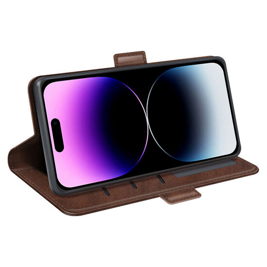 iPhone 15 Pro Max Hoesje - MobyDefend Luxe Wallet Book Case (Sluiting Zijkant) - Bruin