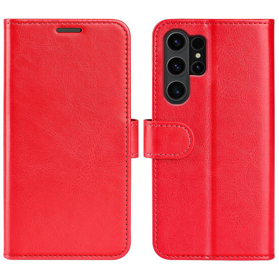 Samsung Galaxy S24 Ultra Hoesje - MobyDefend Wallet Book Case (Sluiting Achterkant) - Rood