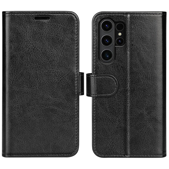 Samsung Galaxy S24 Ultra Hoesje - MobyDefend Wallet Book Case (Sluiting Achterkant) - Zwart