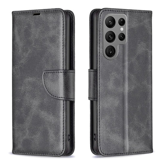 Samsung Galaxy S24 Ultra Hoesje - MobyDefend Wallet Book Case Met Koord - Zwart