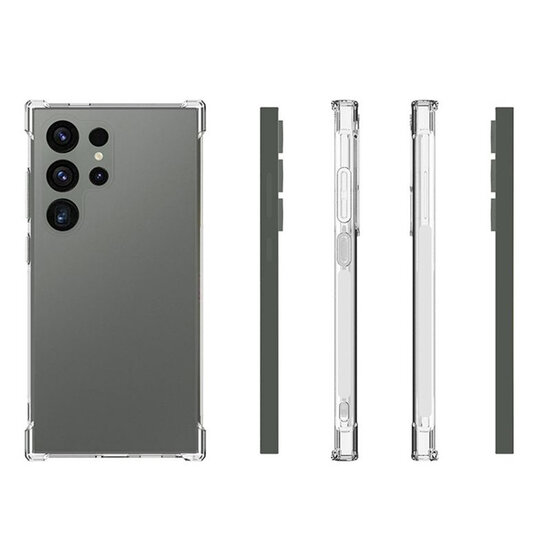 Samusng Galaxy S24 Ultra Hoesje - MobyDefend Transparante Shockproof TPU Backcover - Verstevigde Hoeken - Volledig Doorzichtig