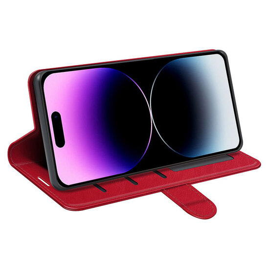 iPhone 15 Pro Max Hoesje - MobyDefend Wallet Book Case (Sluiting Achterkant) - Rood
