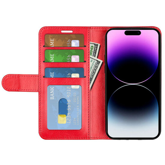 iPhone 15 Pro Max Hoesje - MobyDefend Wallet Book Case (Sluiting Achterkant) - Rood