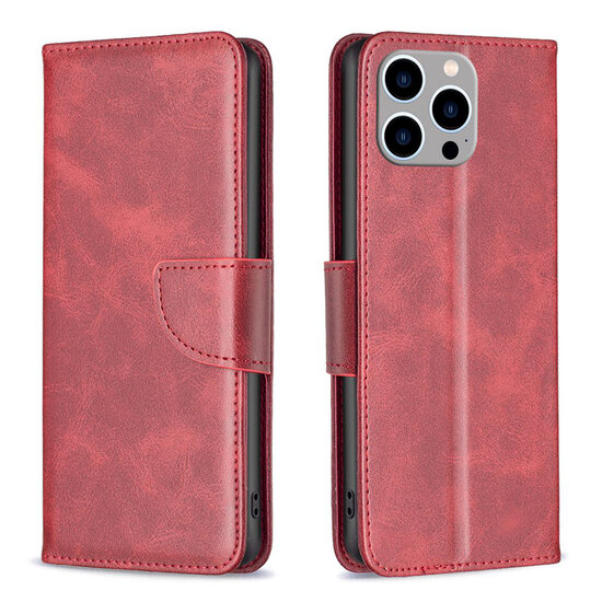 iPhone 15 Pro Max Hoesje - MobyDefend Wallet Book Case Met Koord - Rood
