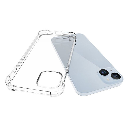 iPhone 15 Plus Hoesje - MobyDefend Transparante Shockproof TPU Backcover - Verstevigde Hoeken - Volledig Doorzichtig