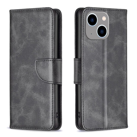 iPhone 15 Plus Hoesje - MobyDefend Wallet Book Case Met Koord - Zwart