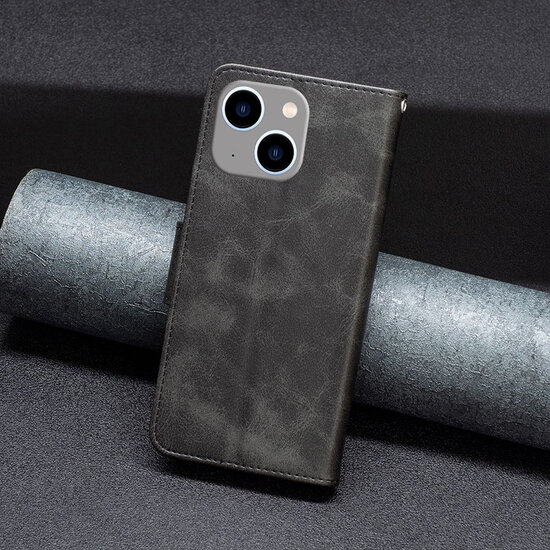 iPhone 15 Plus Hoesje - MobyDefend Wallet Book Case Met Koord - Zwart
