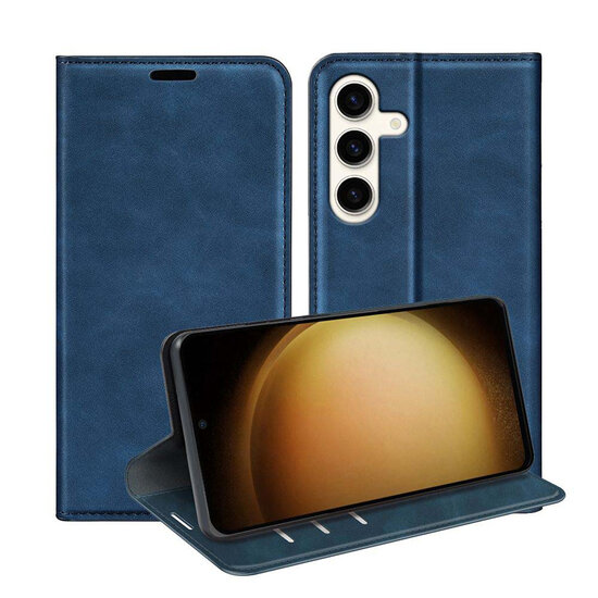 Samsung Galaxy S24 Plus (S24+) Hoesje - Luxe Wallet Bookcase (Magnetische Sluiting) - Blauw