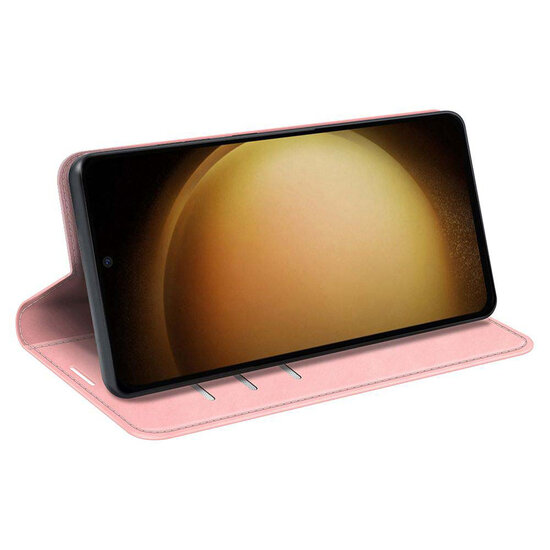 Samsung Galaxy S24 Plus (S24+) Hoesje - Luxe Wallet Bookcase (Magnetische Sluiting) - Roze
