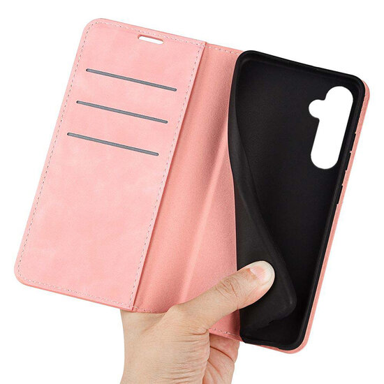 Samsung Galaxy S24 Plus (S24+) Hoesje - Luxe Wallet Bookcase (Magnetische Sluiting) - Roze