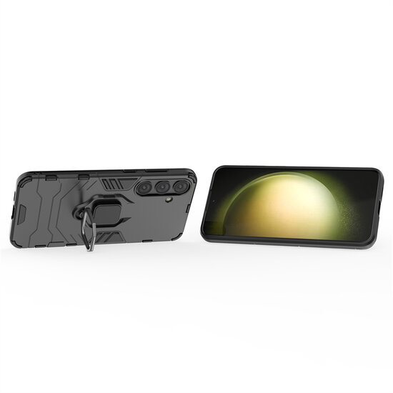 Samsung Galaxy S24 Plus (S24+) Hoesje - MobyDefend Dubbelgelaagde Pantsercase Met Standaard - Zwart