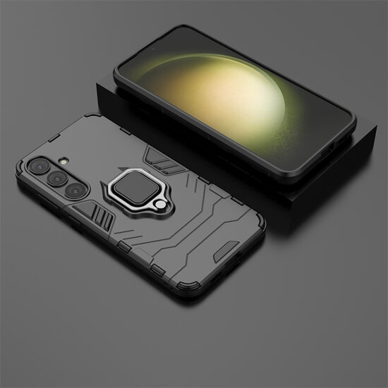 Samsung Galaxy S24 Plus (S24+) Hoesje - MobyDefend Dubbelgelaagde Pantsercase Met Standaard - Zwart