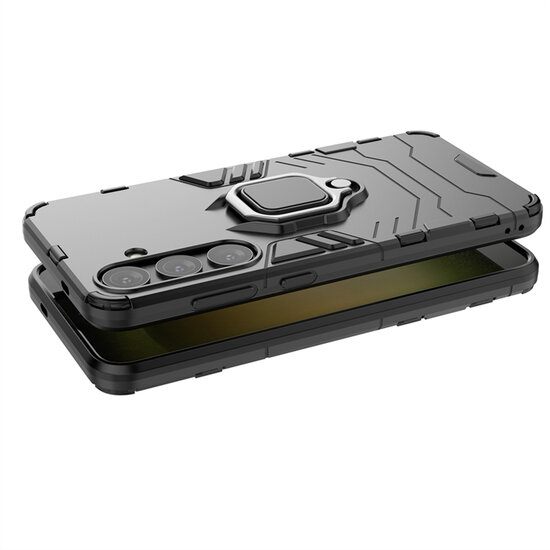 Samsung Galaxy S24 Plus (S24+) Hoesje - MobyDefend Dubbelgelaagde Pantsercase Met Standaard - Zwart