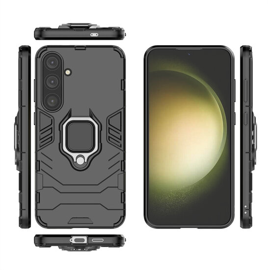 Samsung Galaxy S24 Plus (S24+) Hoesje - MobyDefend Dubbelgelaagde Pantsercase Met Standaard - Zwart