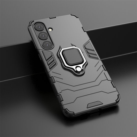 Samsung Galaxy S24 Plus (S24+) Hoesje - MobyDefend Dubbelgelaagde Pantsercase Met Standaard - Zwart